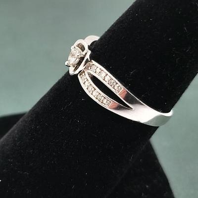 Sterling Ring Trio Diamond/White Topaz, Ruby, Sapphire