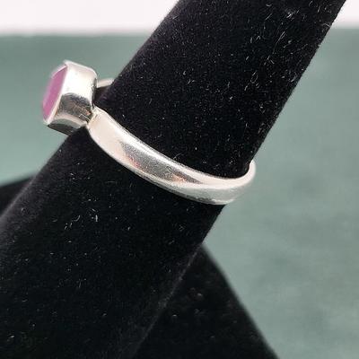 Sterling Ring Trio Diamond/White Topaz, Ruby, Sapphire