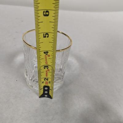 12 = Gold Rim Crystal Glasses
