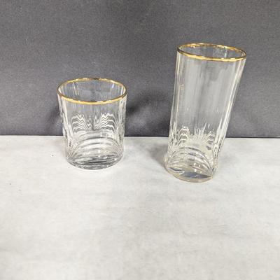 12 = Gold Rim Crystal Glasses