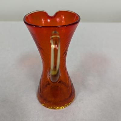 Vintage Blenko Amberina Crackle Pitcher