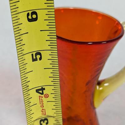 Vintage Blenko Amberina Crackle Pitcher