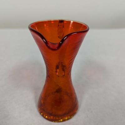 Vintage Blenko Amberina Crackle Pitcher