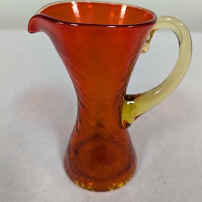 Vintage Blenko Amberina Crackle Pitcher