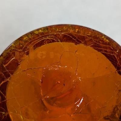 Vintage Blenko Amberina Crackle Pitcher