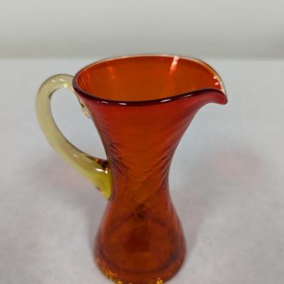 Vintage Blenko Amberina Crackle Pitcher