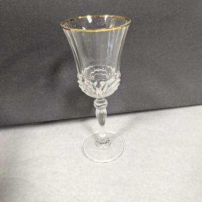 6 - Royal Crystal Rock Gold Trim Water Goblets Arches