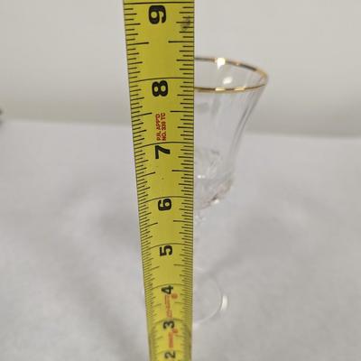6 - Royal Crystal Rock Gold Trim Water Goblets Arches