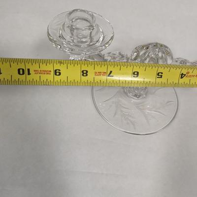 Cynthia Cut Crystal By Fostoria Double Light, Etched Floral Design On The Base