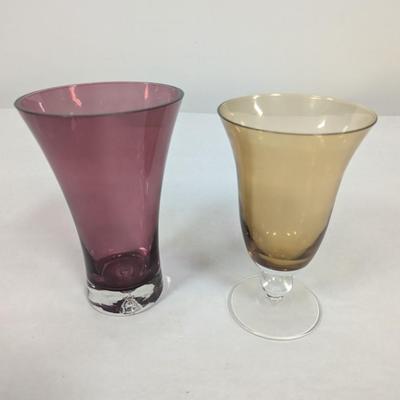Antique Amethyst Glass & Amber Vase