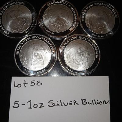5 1 ounce silver bullion