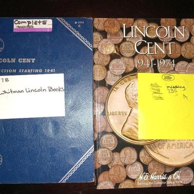 2 Whitman lincon books with pennies