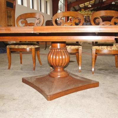 Baroque style large walnut dining table + 8 dining chairs, contemporary