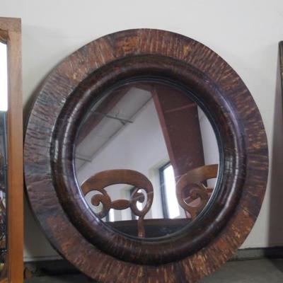 Contemporary faux tortoiseshell circular mirror