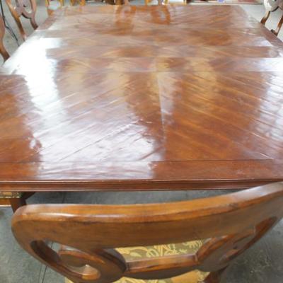 Baroque style large walnut dining table + 8 dining chairs, contemporary