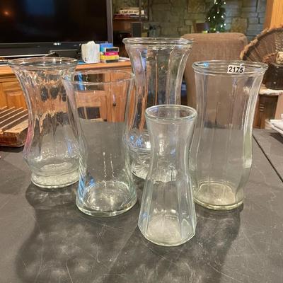 5 glass vases