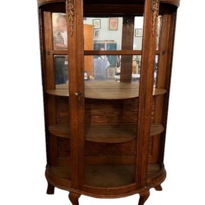 Vintage Oak Bow Front Cabinet