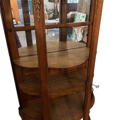 Vintage Oak Bow Front Cabinet