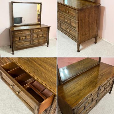 HENREDON ~ Five (5) Piece Sold Wood Full / Queen Bedroom Suite