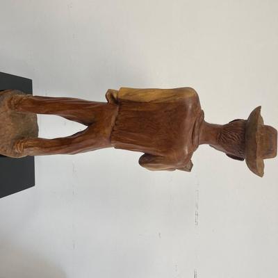 Vintage Carved Male Folk Art style Sculpture 21" h