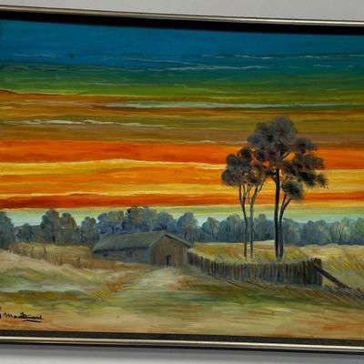 Signed Montanari Oil Painting on Canvas Depicting African Village
