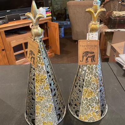 2 metal and mosaic cones