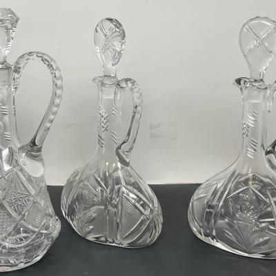 Three Glegant Bohemia Crystal Decanter