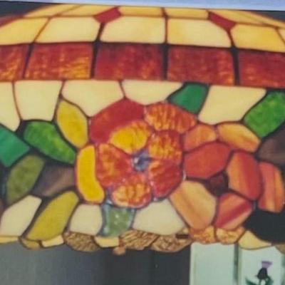 Somers Stained Glass Hanging Shade/ STAMPED ORIGINAL SOMERS/ PAPERWORK.