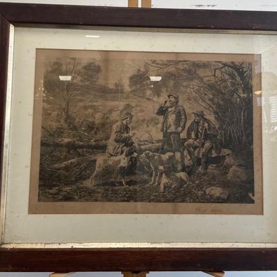 John Martin Tracy (1844-1893) Lithograph "Dog Talk"
