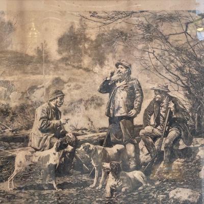 John Martin Tracy (1844-1893) Lithograph "Dog Talk"