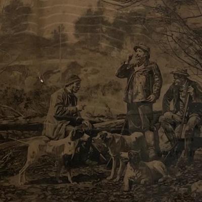 John Martin Tracy (1844-1893) Lithograph "Dog Talk"