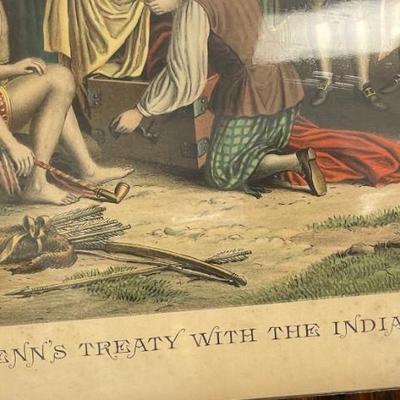 W. M. Penns "Treaty with the Indians" Lithograph (1800s)