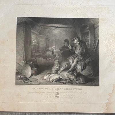 E. Landseer, R.A. "Interior of a Highlanders Cottage" 1844 w/ COA