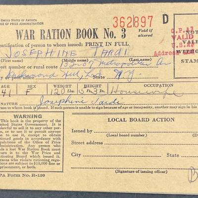 WWII War Ration Book w/ Stamp
