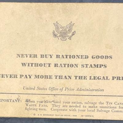 WWII War Ration Book w/ Stamp