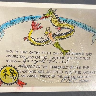 WWII Era "Realm of the Golden Dragon" Certificate Signed and Sealed