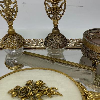 Vintage Vanity Set Gilt Coated