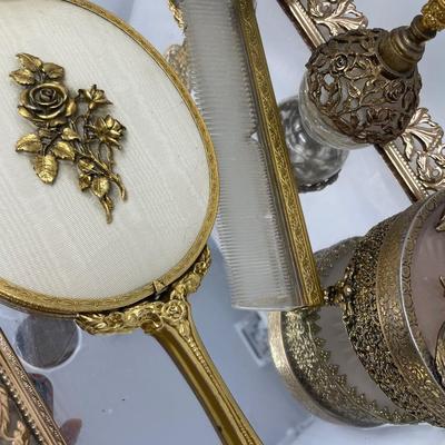 Vintage Vanity Set Gilt Coated