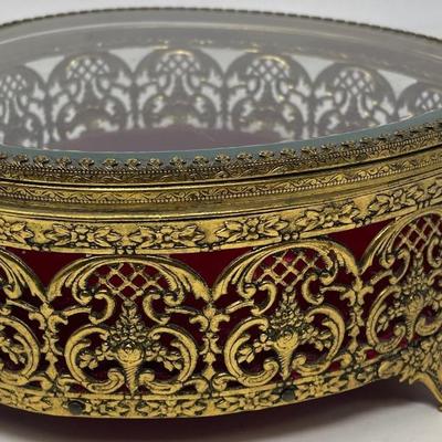 Vintage Gilt Coated Jewelry Box