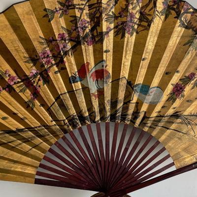 Signed Oversized Chinese Hand Painted Fan