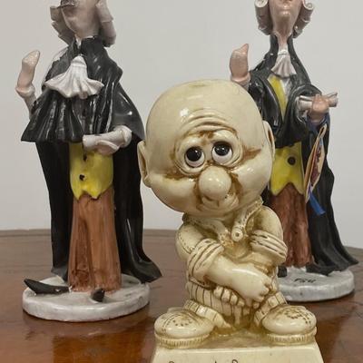 "Bald is Beautiful" Figurine + Two Poli Cesare Figurines