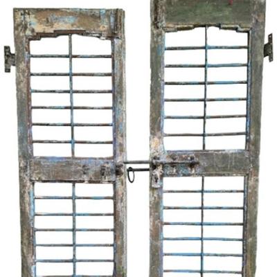 Pair of Heavy Wood and Metal Doors