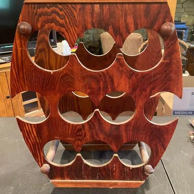 Vintage wood wine barrel rack