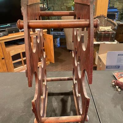 Vintage wood wine barrel rack