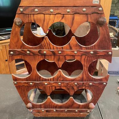Vintage wood wine barrel rack