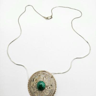 Vintage Filigree Pendant/Brooch + 925 Chain 11gr
