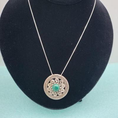 Vintage Filigree Pendant/Brooch + 925 Chain 11gr