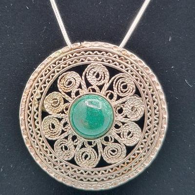 Vintage Filigree Pendant/Brooch + 925 Chain 11gr