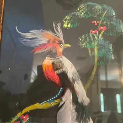 Signed Mexico Bird Feather Collage
