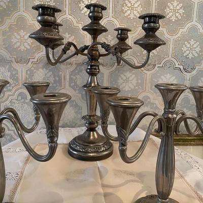 Three Silver Plate Candelabra